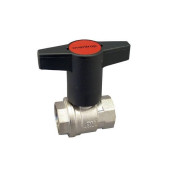 Кран шаровой, Oventrop, Optibal, полнопроходной, DN-20, 3/4, ВВ, PN, бар-16, ручка-пластмассовая, удлинённая антрацит, латунь, никелированный