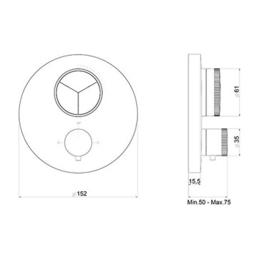 Almar Core Смеситель для душа, встраиваемый, термостатический, с кнопочным управлением для 3-х потребителей, цвет: латунь брашированная PVD-1