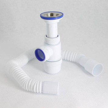 Сифон Wirquin Элит 11/2 х 40 мм с литым выпуском нерж. чашка D70 мм и c гофротрубой L800 мм 40 х 40/50 мм-3