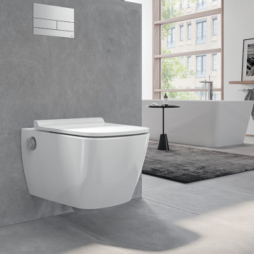 TECEneo Унитаз-биде подвесной 54х36х36см, безободковый, смыв Tornado, с крепежом, цвет: белый. 9700205-2