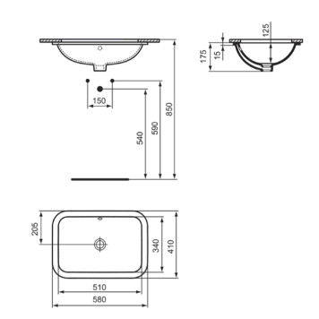Ideal Standard Connect Раковина 58см., встраиваемая снизу, без отв., цвет: белый. E506101-5