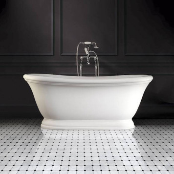 DevonDevon Aurora Ванна из минерального литья отдельностоящая 171x87xh70,5cм , цвет: белый с сифоном цвет хром. AURORAWH-2