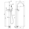 Almar Смеситель для ванны, напольный, с ручным душем, цвет: хром