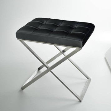 3SC LinoLone Стул с сиденьем из кожи со стежкой 50хh50х36 см, цвет: черная кожа/никель сатинированный матовый. LONE-C/NX/02