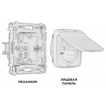 Розетка с заземлением и со шторкой, без рамки с крышкой Ambrella Volt MO MO108010-2