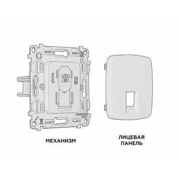 Розетка телефонная RJ-11 со штрокой, без рамки Ambrella Volt Quant MO812030-2