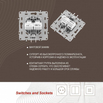 Розетка двойная RJ-11 и Ethernet RJ-45, без рамки Arte Milano am-217 217.44-1.silver-3