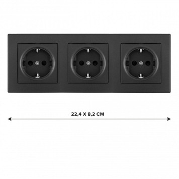 Розетка с заземлением и со шторкой Arte Milano SET06-3 SET06-3-40-1x3 black-1