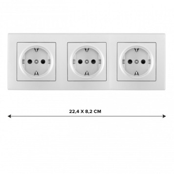 Розетка с заземлением и со шторкой Arte Milano SET06-3 SET06-3-40-1x3 silver-1