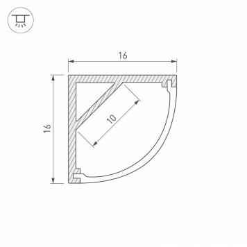 Профиль накладной угловой внутренний Arlight ARH-KANT-H16-2000 ANOD 016178-2
