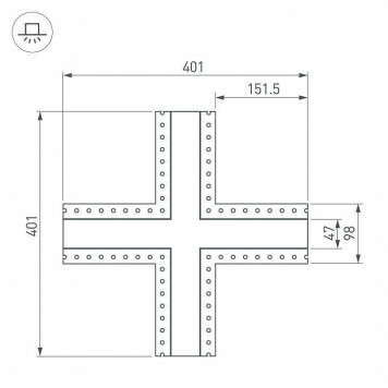Соединитель угловой X-образный накладной Arlight S-LUX 030109-2