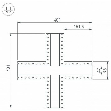 Соединитель угловой X-образный накладной Arlight S-LUX 030109-3