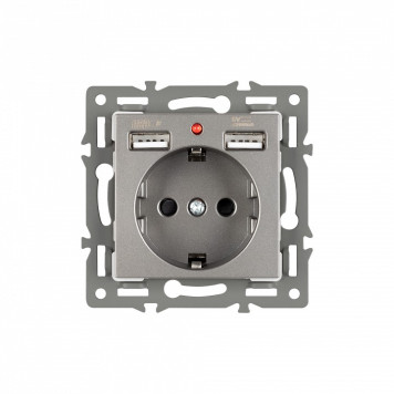 Розетка с заземлением и 2хUSB type A, без рамки Arlight SCT 043735-2