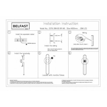 Накладной светильник Belfast Ravenhill 2276 28W 60 BR MB-6