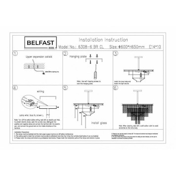 Люстра на штанге Belfast Harland 6308-6 BR CL-4