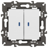Выключатель двухклавишный с подсветкой без рамки Эра Эра Elegance 14-1105-01