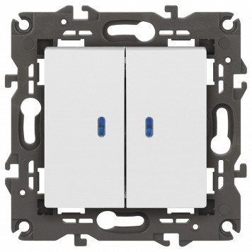 Выключатель двухклавишный с подсветкой без рамки Эра Эра Elegance 14-1105-01