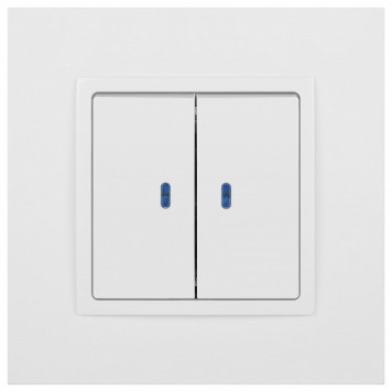 Выключатель двухклавишный с подсветкой без рамки Эра Эра Elegance 14-1105-01-1