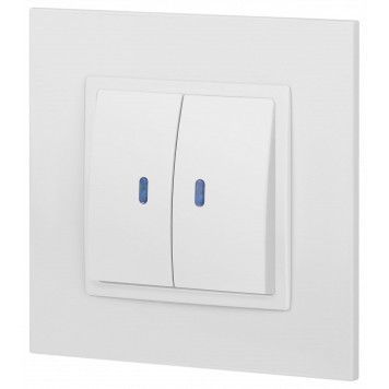 Выключатель двухклавишный с подсветкой без рамки Эра Эра Elegance 14-1105-01-3