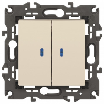 Выключатель двухклавишный с подсветкой без рамки Эра Эра Elegance 14-1105-02