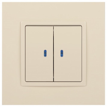 Выключатель двухклавишный с подсветкой без рамки Эра Эра Elegance 14-1105-02-1