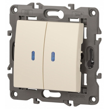 Выключатель двухклавишный с подсветкой без рамки Эра Эра Elegance 14-1105-02-3