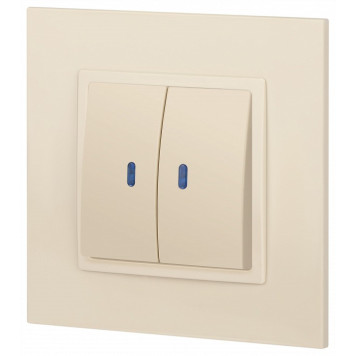 Выключатель двухклавишный с подсветкой без рамки Эра Эра Elegance 14-1105-02-4