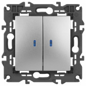 Выключатель двухклавишный с подсветкой без рамки Эра Эра Elegance 14-1105-03