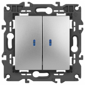 Выключатель двухклавишный с подсветкой без рамки Эра Эра Elegance 14-1105-03