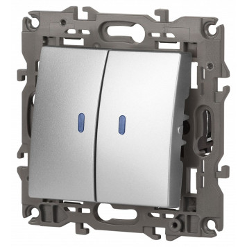 Выключатель двухклавишный с подсветкой без рамки Эра Эра Elegance 14-1105-03-2