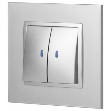 Выключатель двухклавишный с подсветкой без рамки Эра Эра Elegance 14-1105-03-3