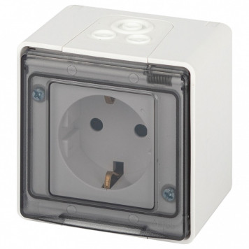 Розетка с заземлением с крышкой Эра Эра Эксперт 11-2501-01