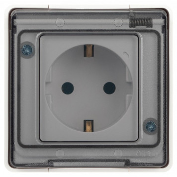 Розетка с заземлением с крышкой Эра Эра Эксперт 11-2501-01-1