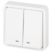 Выключатель двухклавишный с подсветкой Эра Эра Эксперт 11-1525-01