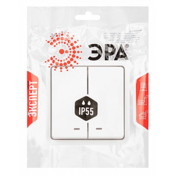 Выключатель двухклавишный с подсветкой Эра Эра Эксперт 11-1525-01-3