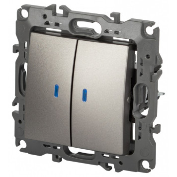 Выключатель двухклавишный с подсветкой без рамки Эра Эра 12 12-1105-16-1