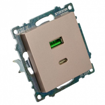 Розетка 2хUSB type A и C без рамки Stekker Катрин 50056-2