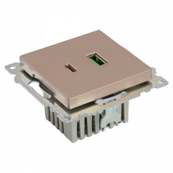 Розетка 2хUSB type A и C без рамки Stekker Катрин 50056-5