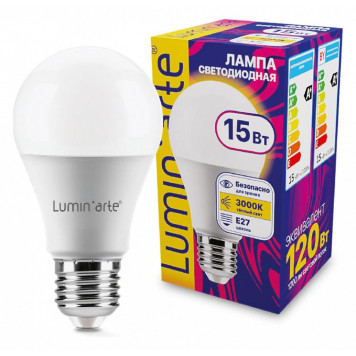 Лампа светодиодная Luminarte E27 15Вт 3000K LSTD-A60-15W3KE27