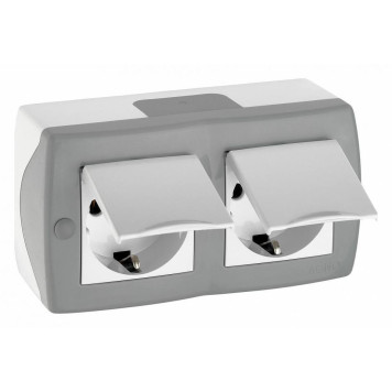 Блок с розетками влагозащищенными с заземлением и крышкой Mono Electric Octans IP20 104-020001-184