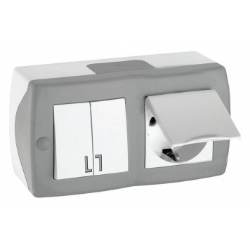 Блок с розеткой и выключателем Mono Electric Octans IP20 104-020001-187