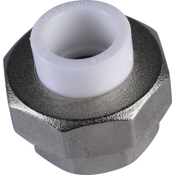 Муфта разъемная Политэк 20х1& для сварки полипропиленовых труб с наружной резьбой (белый)-12