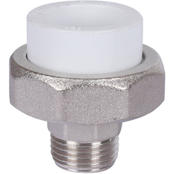 Муфта Политэк разъемная 25х1/2& для полипропиленовых труб под сварку с наружной резьбой (белая)-2