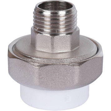 Муфта Политэк разъемная 25х1/2& для полипропиленовых труб под сварку с наружной резьбой (белая)-3