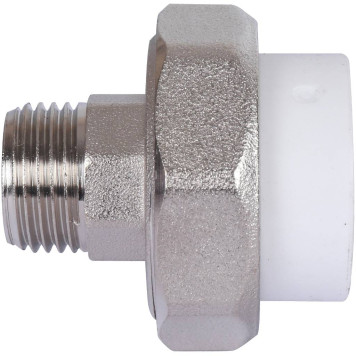 Муфта Политэк разъемная 25х1/2& для полипропиленовых труб под сварку с наружной резьбой (белая)-4