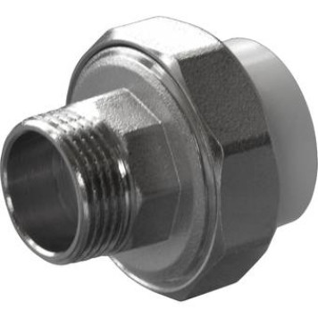 Муфта разъемная с наружной резьбой Политэк 25х3/4 для полипропиленовых труб под сварку (белый)