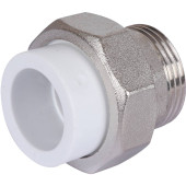 Муфта разъемная с наружной резьбой Политэк 25х1 для полипропиленовых труб под сварку (цвет белый) (9800002501)