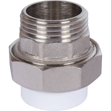 Муфта разъемная Политэк 25x1 с наружной резьбой для сварки полипропиленовых труб (белая)-3