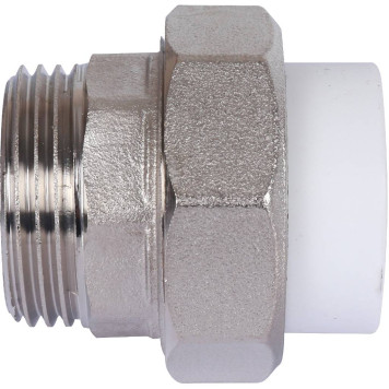 Муфта разъемная Политэк 25x1 с наружной резьбой для сварки полипропиленовых труб (белая)-4