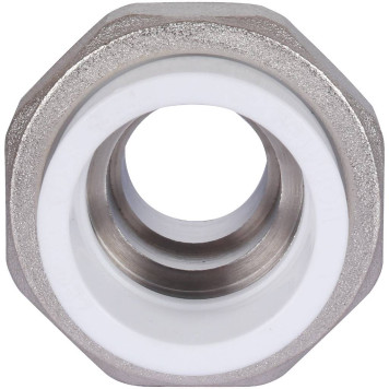 Муфта разъемная Политэк 32х3/4 для полипропиленовых труб с наружной резьбой под сварку (белая)-5